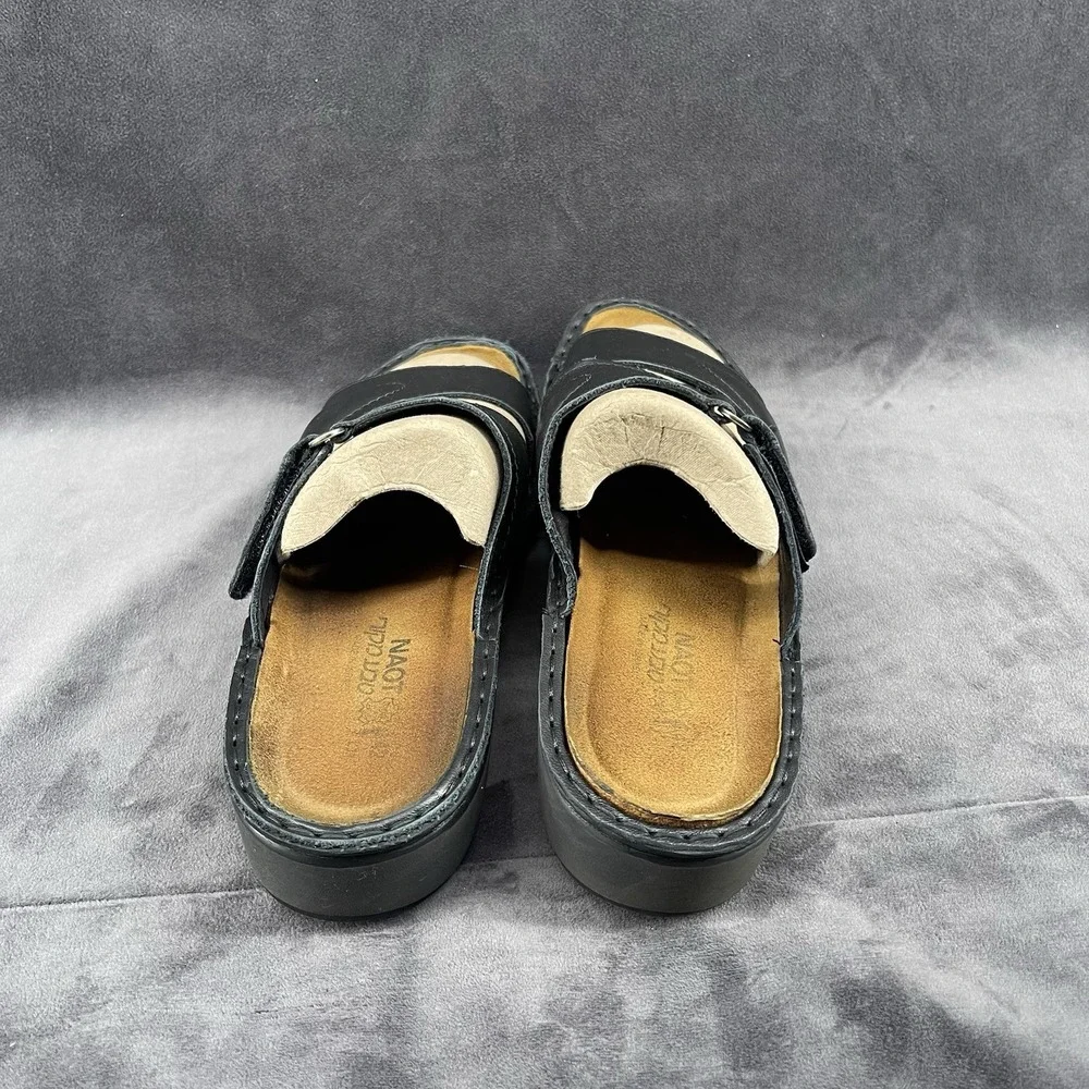 Naot Black Leather Slide Sandals Men's EU 42 US 9 Adjustable Comfort